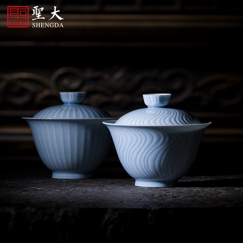 St large ceramic three tureen tea cups all hand azure glaze hand - cut no tureen jingdezhen kung fu tea set