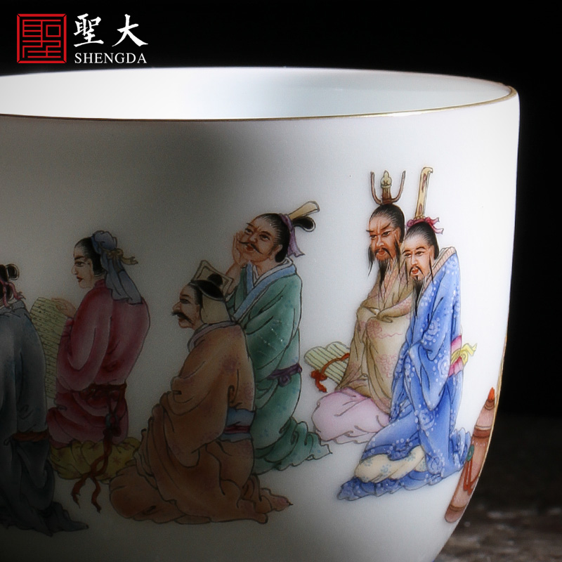 Santa teacups hand - made ceramic kungfu heavy pastel Confucius would figure lying fa cup cup of jingdezhen tea service master