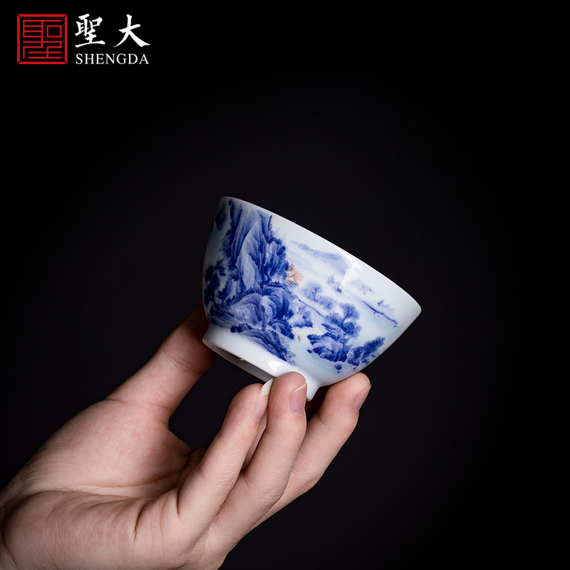 Holy big ceramic kung fu masters cup hand - made porcelain cups bucket pastel white water rafting masters cup of jingdezhen tea service by hand