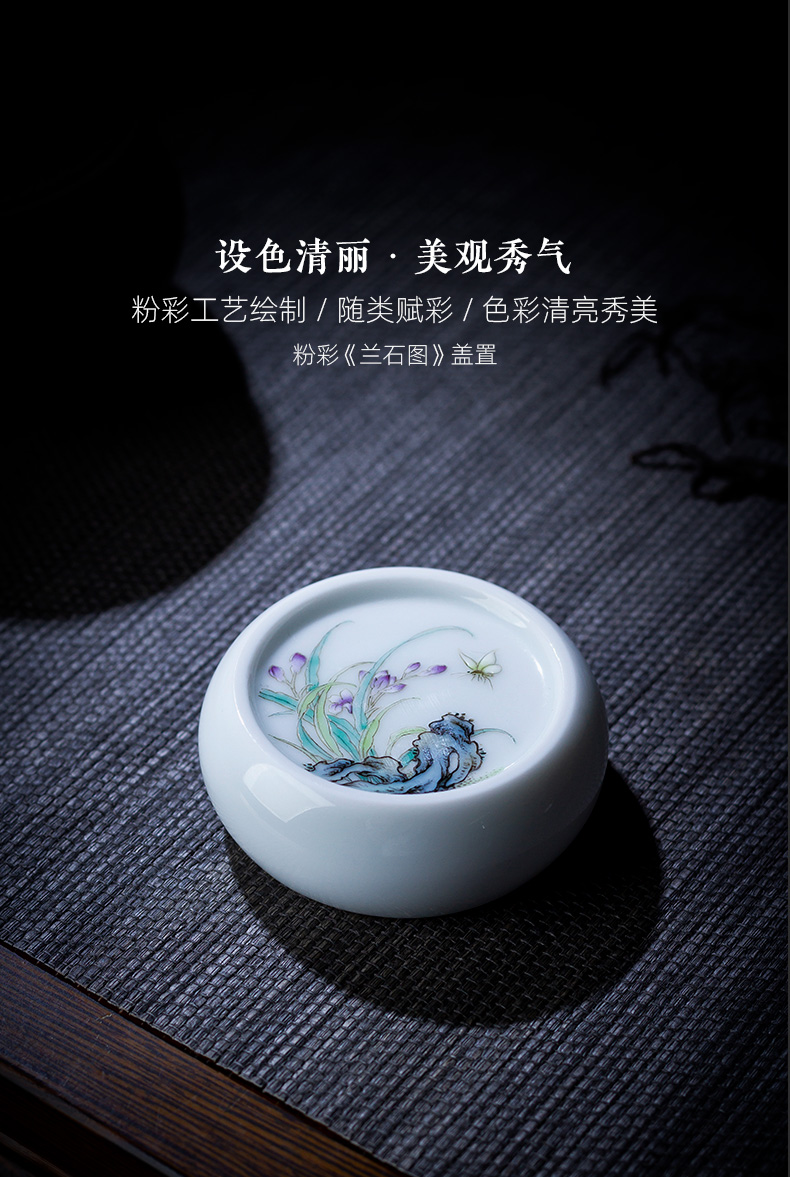 Holy big ceramic cover buy pure hand - made famille rose yulan DieShi tea cover jingdezhen all hand kung fu tea accessories