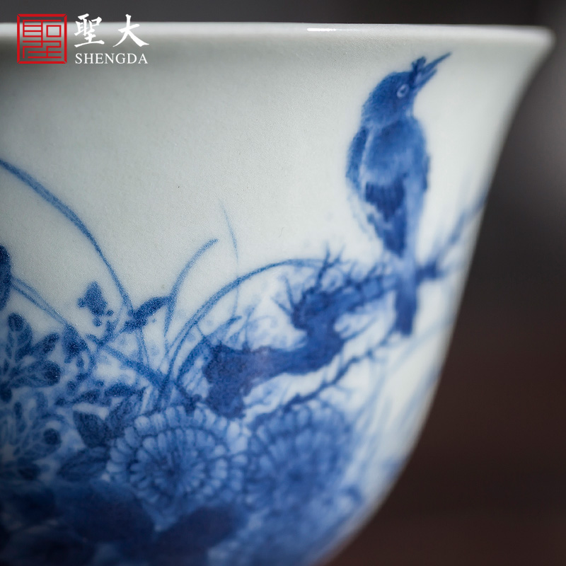 Santa teacups hand - made ceramic kungfu maintain green by flowers starling bell cup cup of jingdezhen tea service master