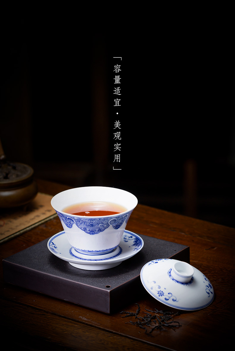 St large ceramic three blue and white best floral print tureen edging tureen tea bowl full manual of jingdezhen tea service