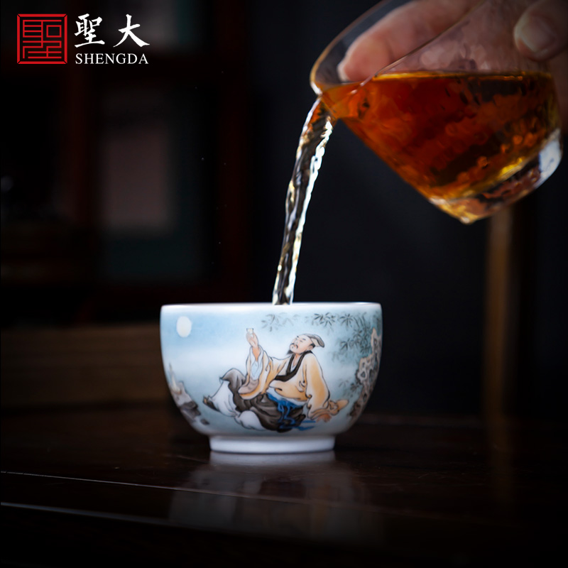 Holy big cup sample tea cup hand - made ceramic kung fu new see colour character master cup all hand jingdezhen tea cup