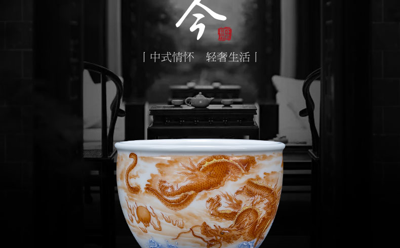 Holy big pure hand - made ceramic kung fu tea heavy industry alum red see colour longteng universal cylinder cup all hand of jingdezhen tea service