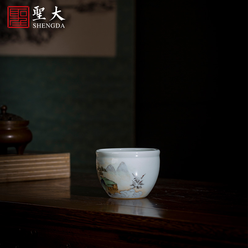 St the ceramic kung fu tea master cup manual hand - made pastel put khe sanh crane cylinder cup of jingdezhen tea service by hand