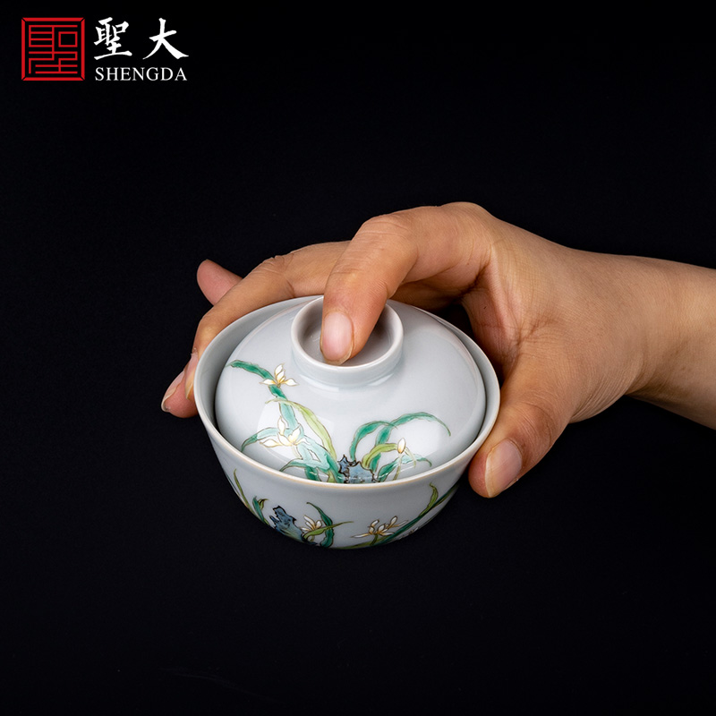 Holy big ceramic famille rose "refers to figure tureen kung fu tea cups suit household jingdezhen tea bowl