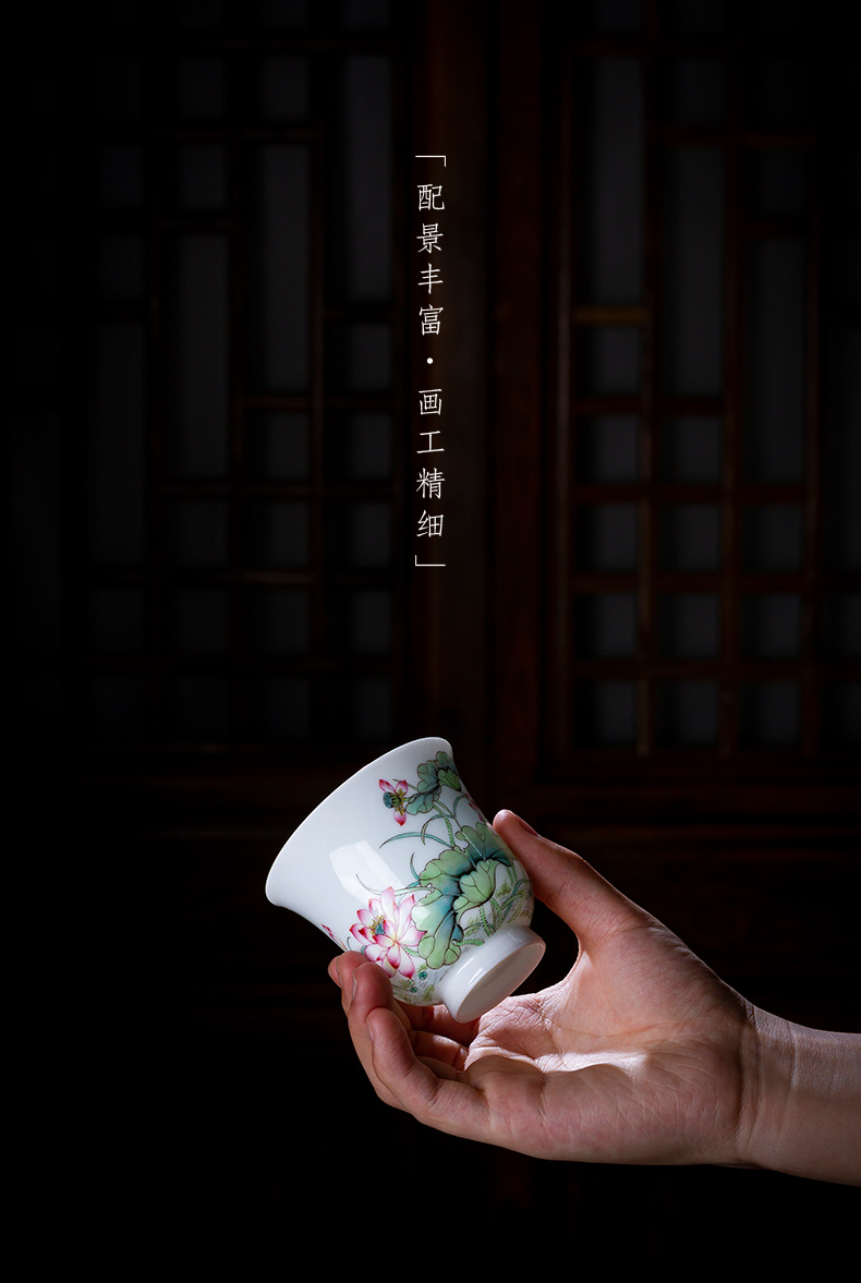 St the ceramic kung fu tea master cup sample tea cup jingdezhen manual pure hand draw pastel lotus tea cup