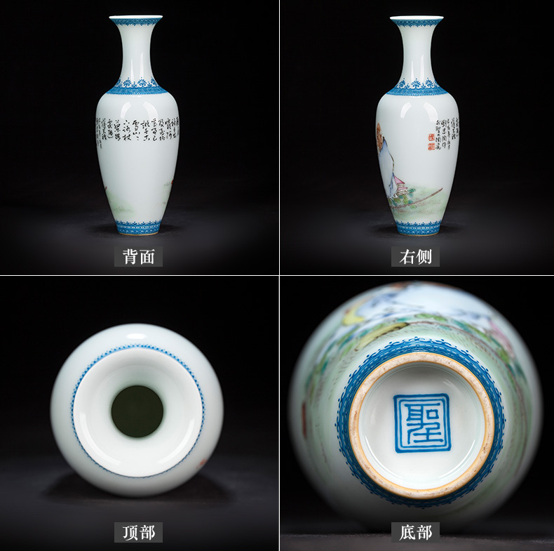 Santa jingdezhen ceramic vases, flower implement characters by hand antique wang long eyebrow powder enamel lohan willow bottles of furnishing articles