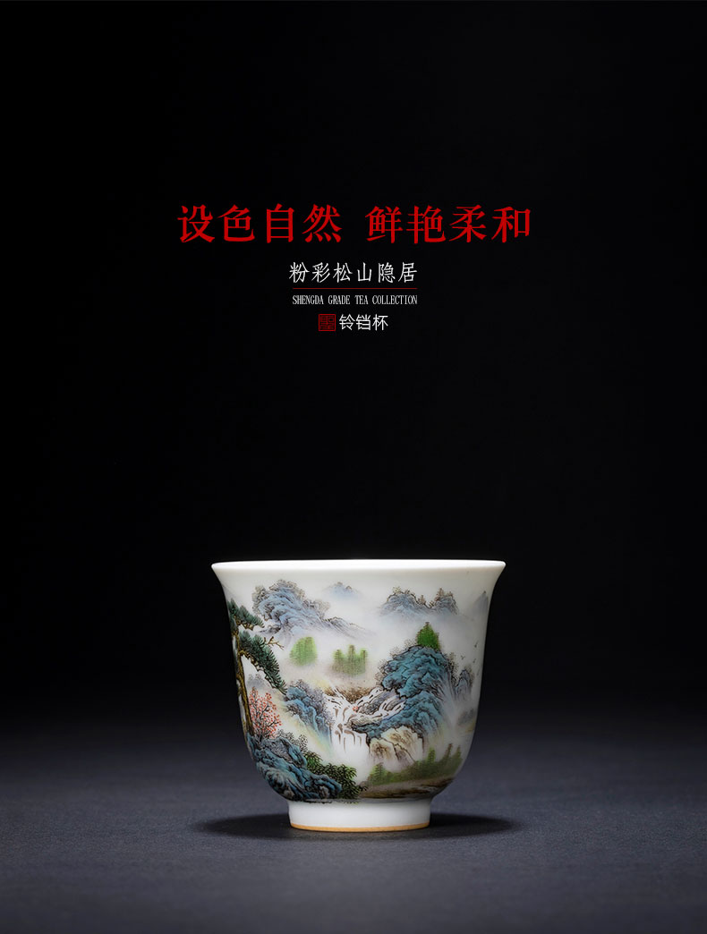 Santa teacups hand - made ceramic kungfu pastel scenery songshan figure seclusion master cup sample tea cup of jingdezhen tea service