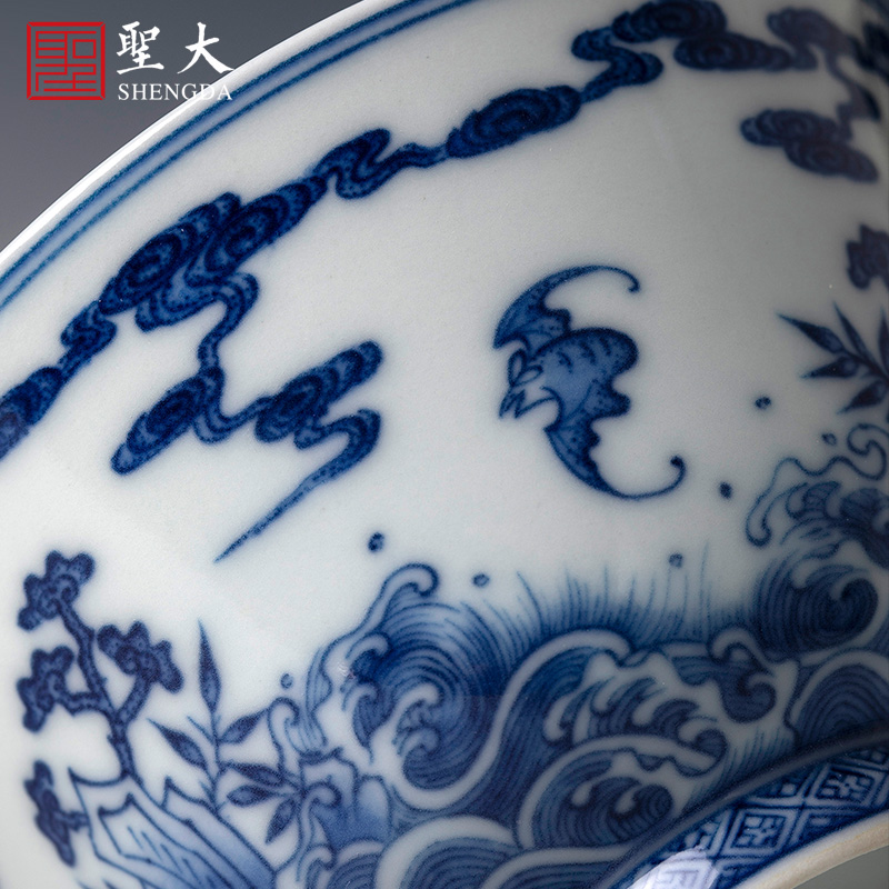 St large ceramic three tureen pure hand - made porcelain fukuyama ShouHai grain tureen tea bowl of jingdezhen tea service by hand