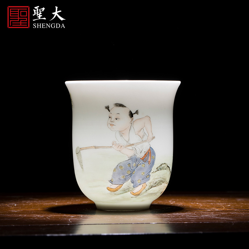 Santa teacups hand - made ceramic kungfu pastel summer tong qu set of jingdezhen tea cup master cup single CPU hand