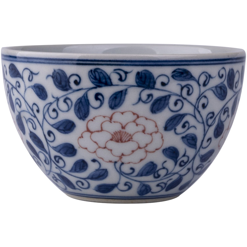 The big red color ceramic blue grass around branches uncluttered peony lines lie fa cup pure manual hand - made kung fu tea cups