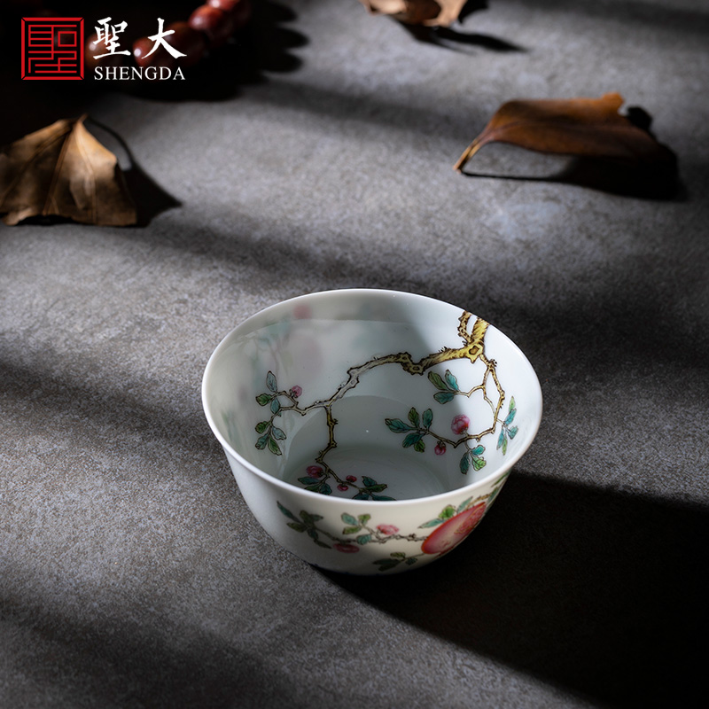 Santa teacups hand - made ceramic kungfu pastel pomegranate cylinder cup master cup sample tea cup all hand of jingdezhen tea service