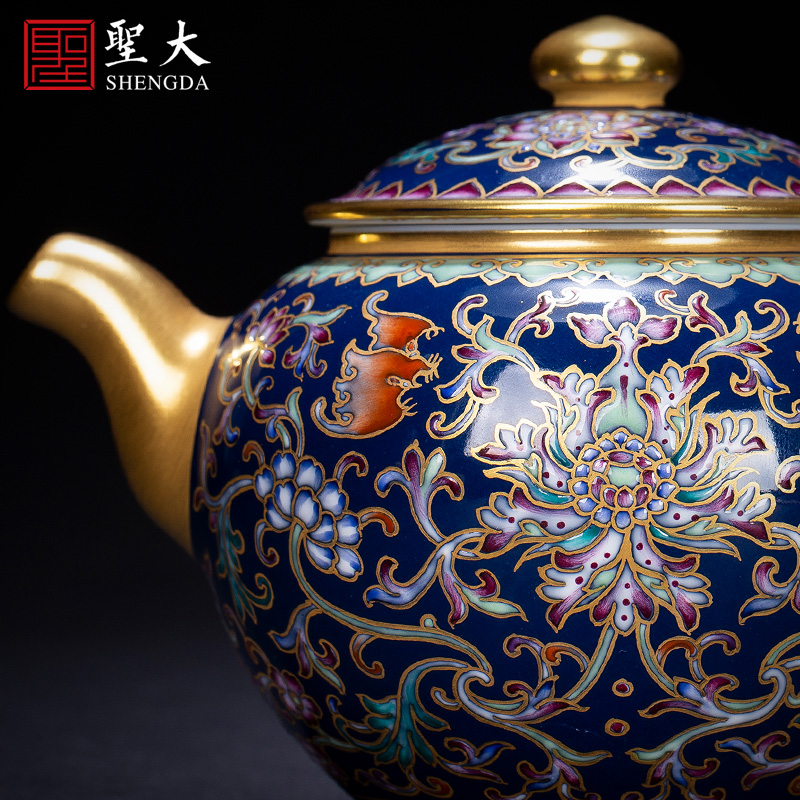Santa teacups hand - made ceramic kung fu ji blue glaze colored enamel paint flowers of jingdezhen tea service manual sample tea cup
