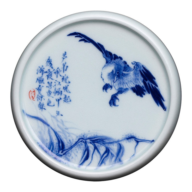 Holy big ceramic cover buy blue and white LuYan hand - made maintain cover all hand jingdezhen kung fu tea accessories cover holder frame