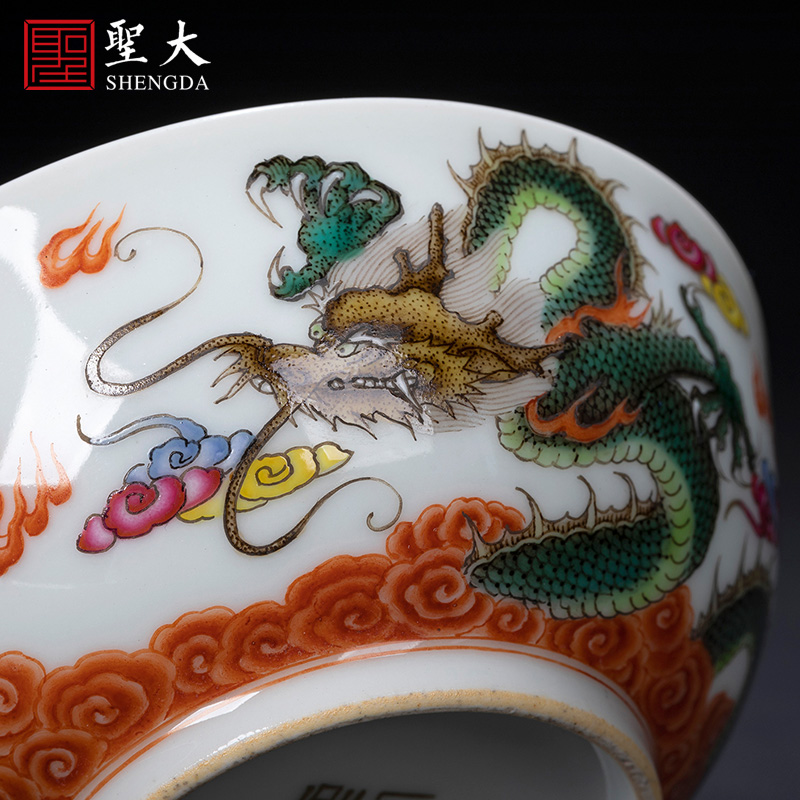 Santa teacups hand - made ceramic kungfu heavy dragon playing beads master single CPU manual of jingdezhen tea service