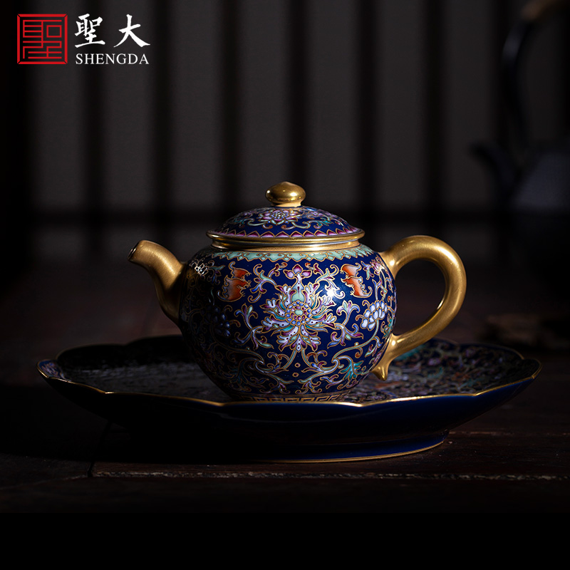 Santa teacups hand - made ceramic kung fu ji blue glaze colored enamel paint flowers of jingdezhen tea service manual sample tea cup