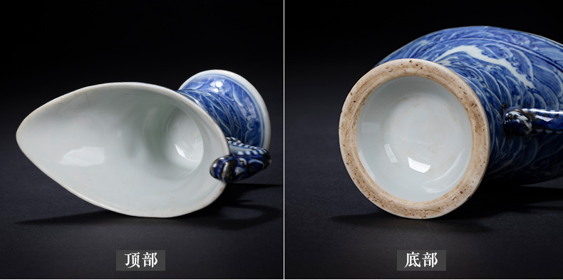 Santa of high - end antique ceramic announce blue sea white dragon grain huwei jue glass secret recipe ancient hand made