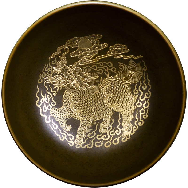 Holy big ceramic glaze at the end of the heap gold kylin grain master kung fu tea cups sample tea cup tea cup of jingdezhen tea service by hand