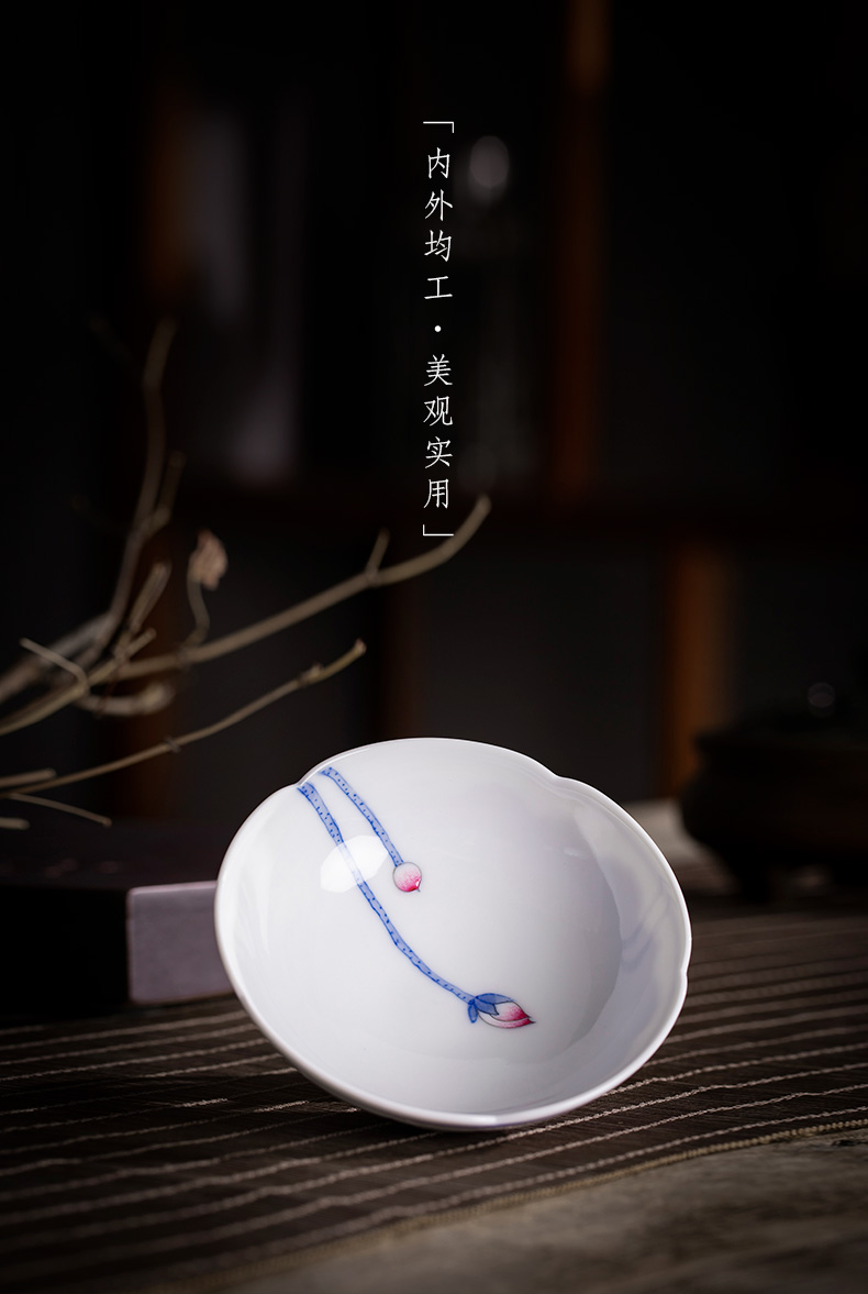 Holy big ceramic kunfu tea sample tea cup pastel blue fight early lotus lotus petals grain kwai expressions using jingdezhen tea by hand