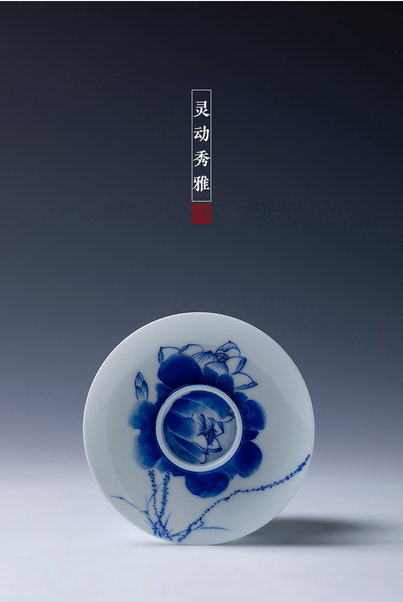 Holy big three to tureen teacups hand - made ceramic green Hualien heron figure all hand jingdezhen kung fu tea tea bowl
