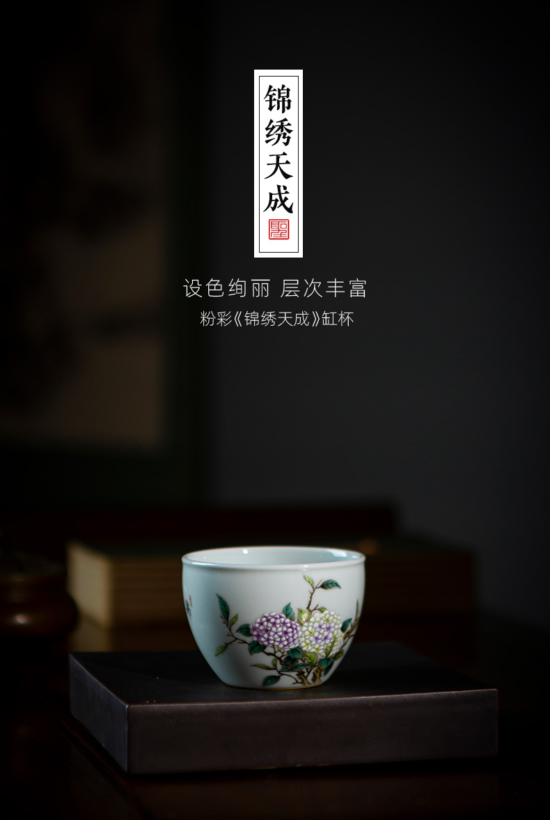 Santa teacups hand - made ceramic kungfu pastel hydrangea tea masters cup all hand jingdezhen tea cup