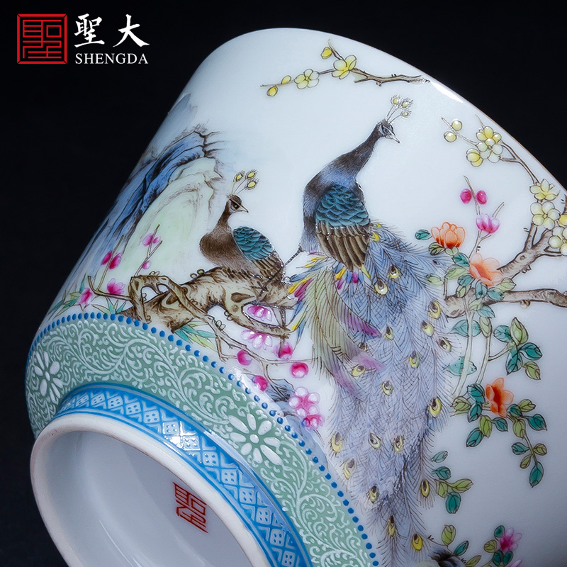 Santa teacups hand - made ceramic kungfu pastel ribbon appearance cui dance master cup sample tea cup all hand of jingdezhen tea service