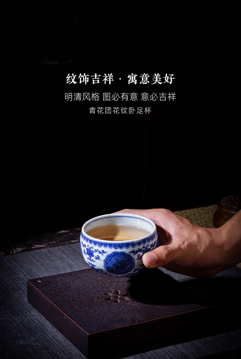 The big cup sample tea cup hand - made under glaze blue and white porcelain kung fu group pattern lie fa cup jingdezhen tea by hand