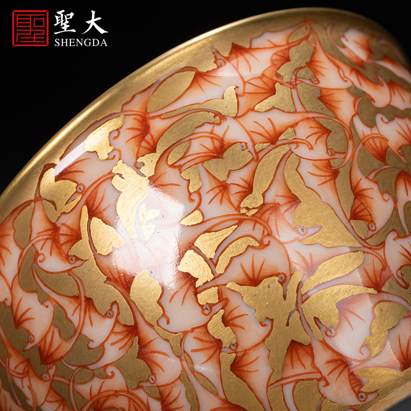 Santa teacups hand - made ceramic kungfu alum red paint buford figure cylinder cup master cup sample tea cup of jingdezhen tea service