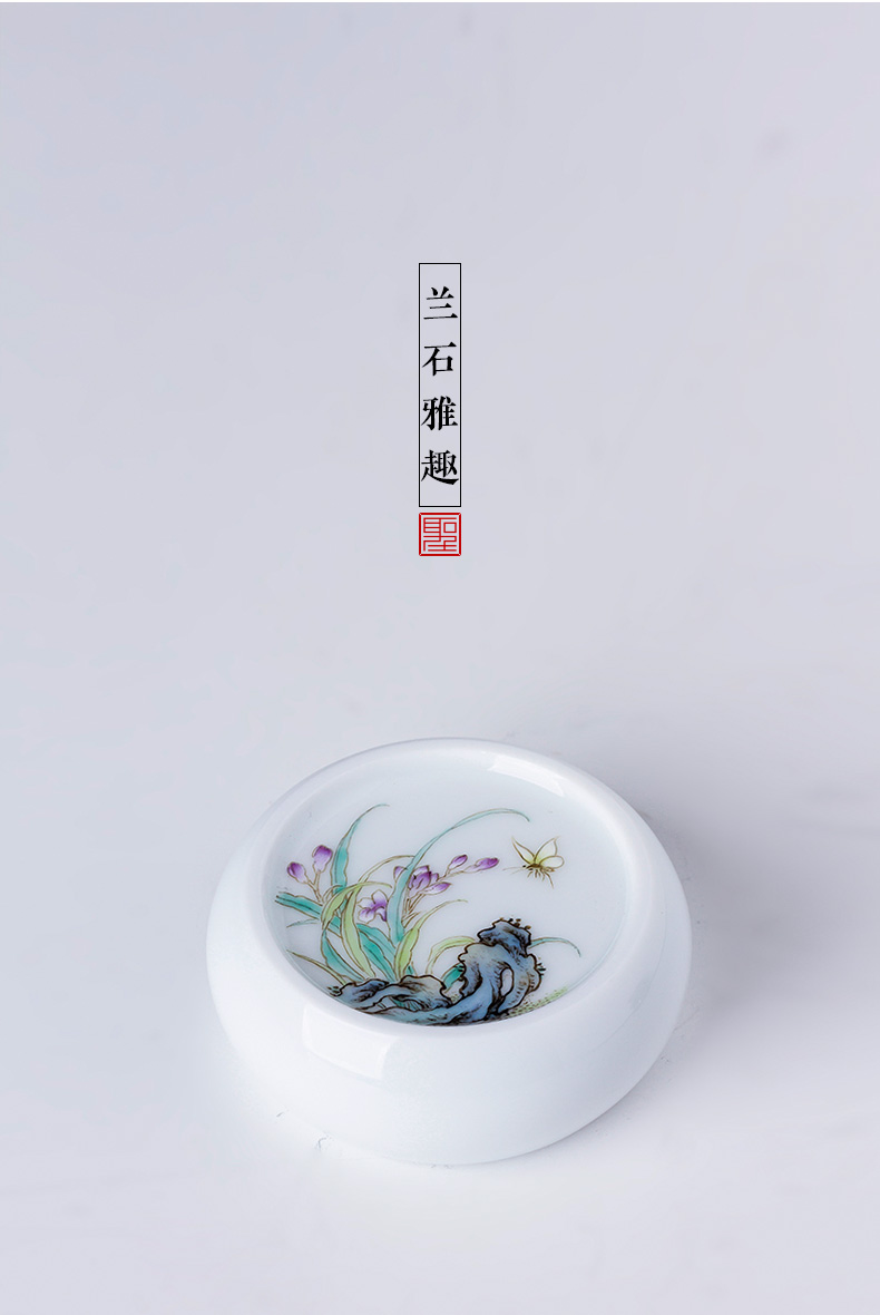 Holy big ceramic cover buy pure hand - made famille rose yulan DieShi tea cover jingdezhen all hand kung fu tea accessories