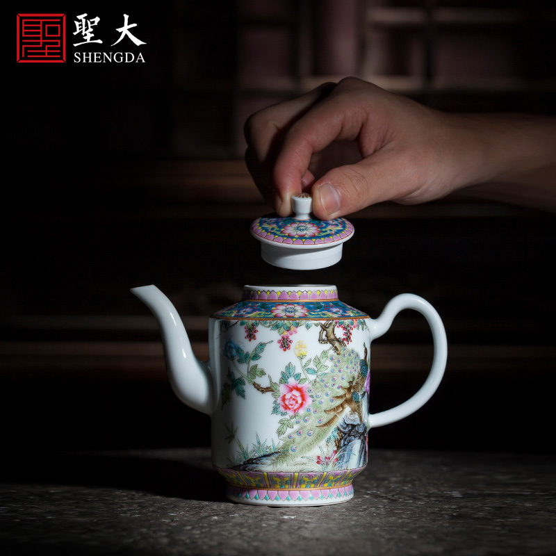 Holy big teapot hand - made ceramic kung fu powder color breeze pot teapot single pot all hand of jingdezhen tea service