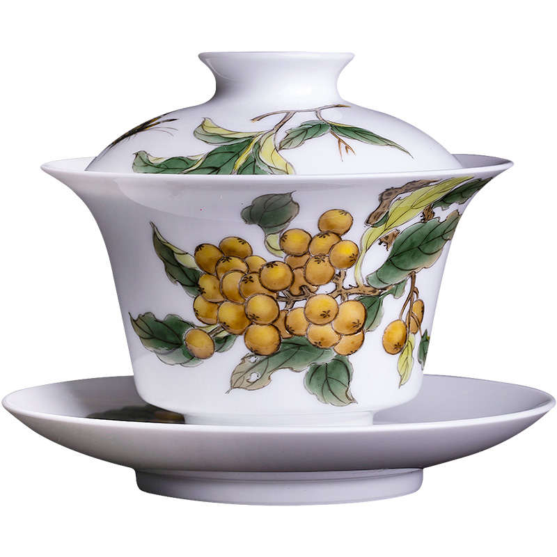 Holy big three to tureen teacups hand - made ceramic colored enamel summer insect rhyme tea bowl full manual of jingdezhen tea service