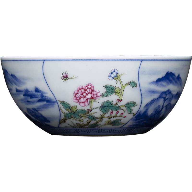 Holy big blue and white landscape pastel teacups hand - made ceramic kungfu twelve flora of cup sample tea cup of jingdezhen tea service