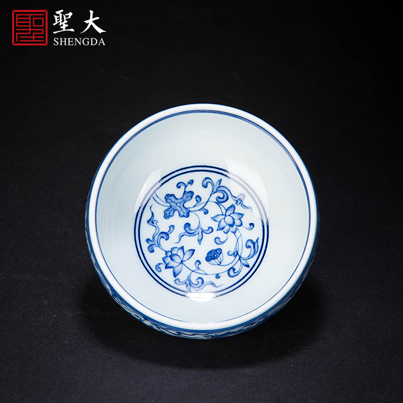 Holy big ceramic kung fu masters cup antique hand - made porcelain cups longfeng wear pattern meditation cups of jingdezhen tea service