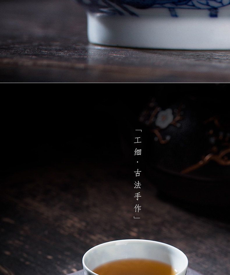 The big cup sample tea cup hand - made ceramic kung fu antique blue - and - white work full lotus cup of jingdezhen tea service master