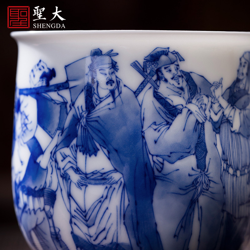 The large blue and white one hundred and eight ceramic curios hand - made heavy industry will ten cup of cup jingdezhen tea cups