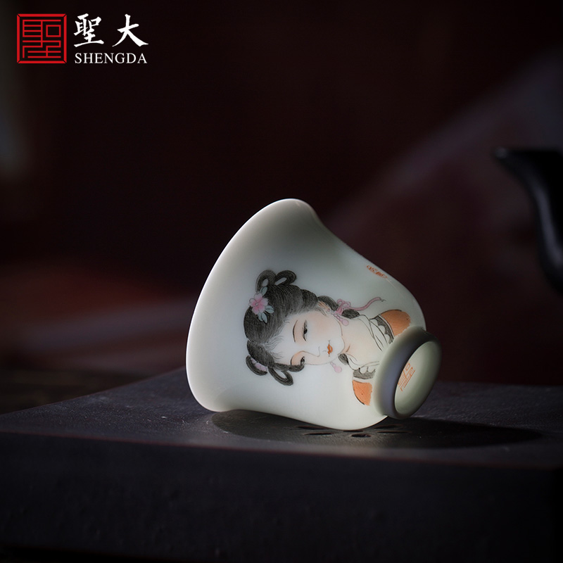 Holy big ceramic kung fu tea character hand - made new see colour twelve gold hair pin sample tea cup set of jingdezhen tea cups of hand