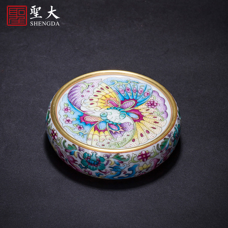 Holy big ceramic cover set all hand colored enamel longnu wear ornaments butterfly tattoo cover jingdezhen kung fu tea accessories