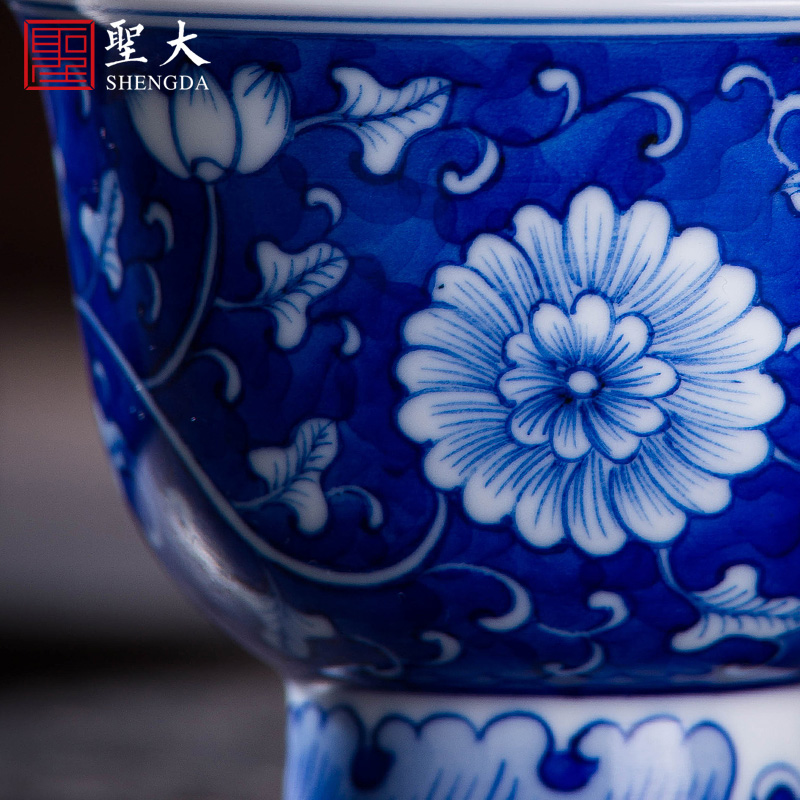 Santa teacups hand - made ceramic kung fu tie up branch group by of blue and white porcelain grain bell cup cup of jingdezhen tea service master