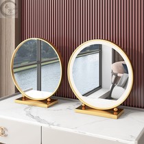 Mirror makeup mirror Desktop led light desktop with light fill light plug-in dresser Net red beauty ins wind mirror
