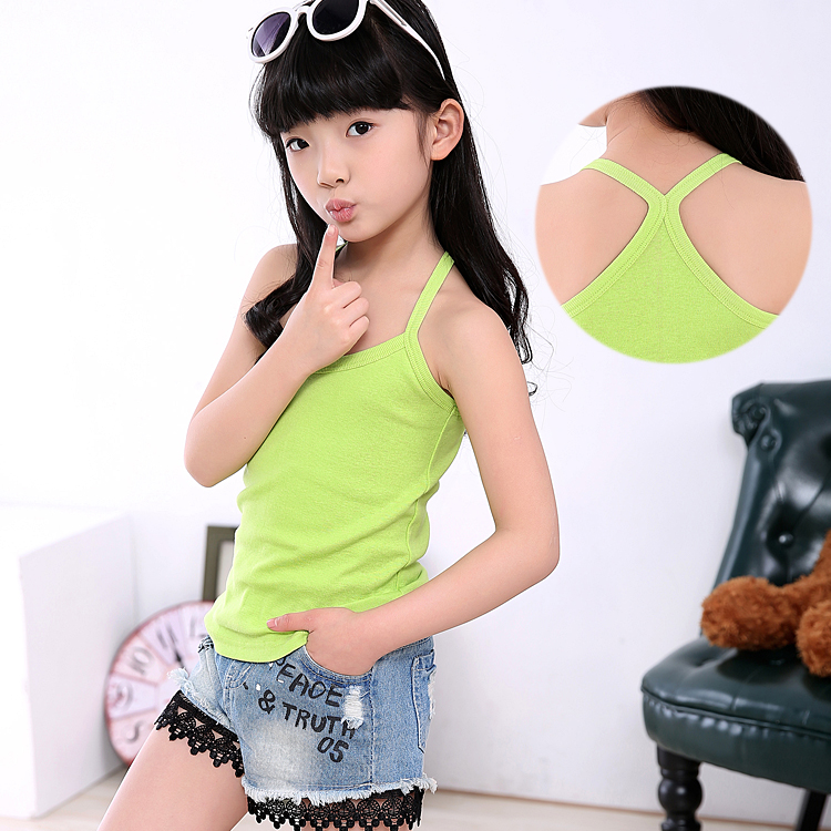 Childrens vest bông cậu bé từ Hàn Quốc phiên bản kẹo màu bông cô gái Y-word sling nhỏ mùa hè vest trẻ lớn.