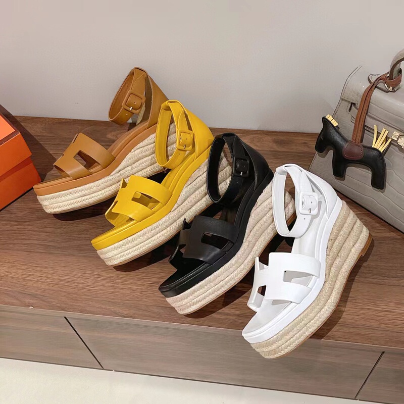 Summer New Height-Increasing Sandals for Women's Outer Wear Hemp Rope Genuine Leather Thick-Soled Waterproof Platform Wedge Platform Shoes for Small People 8.5cm Summer New Height-Increasing Sandals for Women's Outer Wear Hemp Rope Genuine Leather Thick-Soled Waterproof Platform Wedge Platform Shoes for Small People 8.5cm