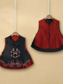 新中式国风双面双穿重工刺绣复古气质马甲保暖显瘦妈妈装马夹女