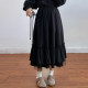 2025 Spring and Summer New Original Sweet Lolita Black A-Line Mid-Length Ruffle Skirt Women's Swing Skirt