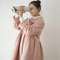 SUIN2021 autumn and winter new a pink sweet princess high waist doll collar long woolen coat coat coat 888