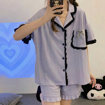 Summer pajamas women skin-friendly cotton short sleeves 2022 new premium purple spring and summer thin homewear