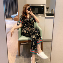 Silk pajamas women summer net red wind ice silk short-sleeved trousers spring and autumn sense of luxury 2022 new home wear