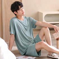 Modal pajamas mens cotton thin short sleeves 2022 new summer fattening plus size mens loungewear