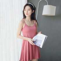 Sexy suspender nightgown women summer one-piece pajamas women 2022 new Modal ice silk loungewear with chest pads