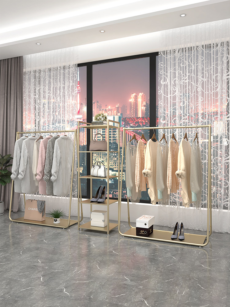 Clothing Store Show Shelves Landing Style Clothes Racks Combo Bag Rack minimalist shop Decorative Clothing Shop Shelving